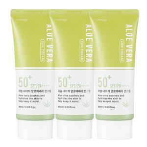 리얼 네이처 알로에베라 선크림 60ml 3개 SPF50+ PA++++