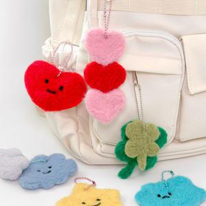 납작 양모 펠트 키링 만들기 키트 세트 귀여운 가방 키링 백참 열쇠 고리 (9개 1세트) 랜덤