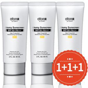 애터미 선크림 베이지 1+1+1 60ml SPF50+ 무기자차 유기자차 혼합 눈시림 없는 썬크림