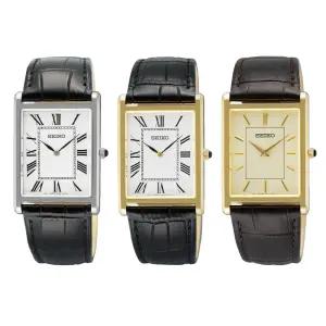 백화점AS가능 세이코 SWR103P1 SWR104 SWR106 스퀘어 클래식 사각 남성가죽시계
