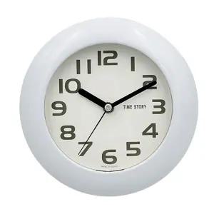 방수시계 방습 흡착식 벽시계 욕실용품 19cm 화이트/인테리어 이식 수용 건전지 욕조 디지털 측정기 무선