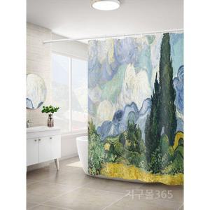 샤워커튼 유명화가 그림 유화 샤워부스 가림막 욕조 칸막이 화장실 방수포