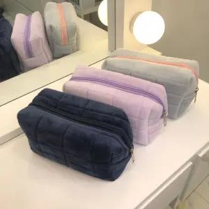 파스텔톤 벨벳 파우치 대용량 화장품 수납 여행 가방/소지품/소품/티슈/휴대용/여행용/속가방/이너백/학교