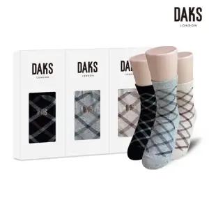 닥스양말 숙녀3족 선물세트 면중목 사선체크 25903