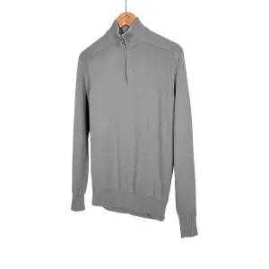 [중고명품비아르] [48] 로로피아나 남성 실크 카라 반집업 하프 집업 니트 티셔츠 그레이