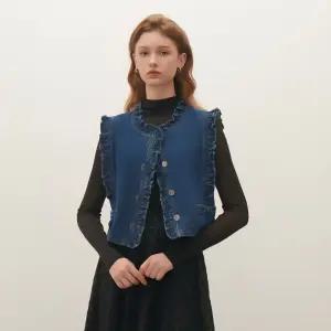 [샤틴]러플 디테일 데님 베스트S253B152