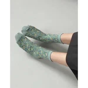 [퍼니걸스] 8964 패션양말 플라워 데이지 꽃자수 중목 양말 5켤레 여성의류_P404222584