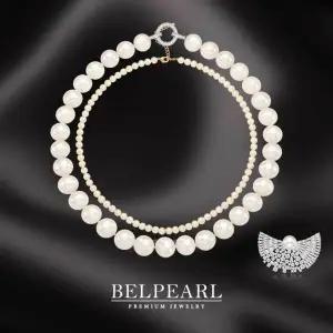 벨펄 약 12.5 ∼ 11mm 리얼 담수진주 미엘 화이트 목걸이(총 3종)