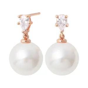 14K 골드필드 핀 이어링 올리비아 큐빅 진주 결혼식 혼주 스터드 귀걸이