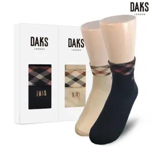[백화점 동일상품]닥스양말 여성 2족 선물세트 무압박단목 사선하우스체크