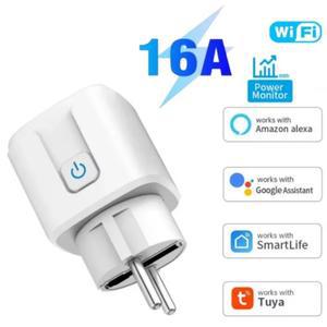 투야 와이파이 스마트 콘센트 모니터링 스위치 음성 전력 EU 플러그 16A 앨리스 제어 라이프 지원 소켓 알렉사