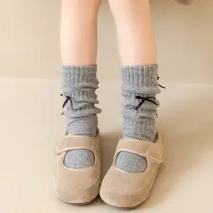 리본 워머 양말 MISO 여자아이 주니어 니삭스 코디