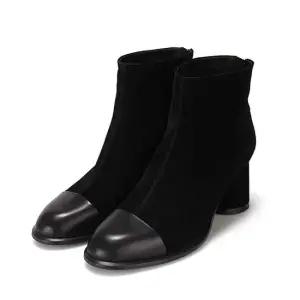 바바라 양가죽 스웨이드 배색 여성앵클부츠 6.5cm_BBG865