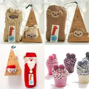 성인 아동 수면양말 케이스 세트 컵케이크 양말 크리스마스 수면양말