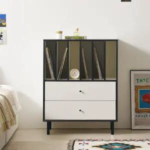 보루네오 마르체 네이브 모듈 다용도 2단서랍 LP수납 책장 800 BGW340C (착불)