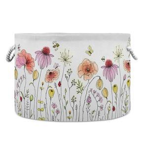 시과 코튼 로프 바구니 다채로운 야생화 아기 세탁 담요 어린이 장난감 보관