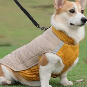 닥스훈트패딩 조끼 겨울옷 외출용 깔깔이 웰시코기 하네스