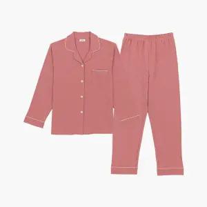 NNG2020 BYC 고급 순면 양면 니트 여성 긴팔 잠옷 파자마 세트