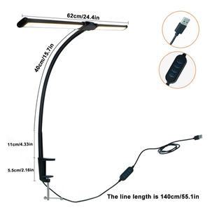 2헤드 LED 데스크 램프 (사무실/가정용 눈 보호 아키텍트 포함 USB 3색 조절 가능 유연한 테이블