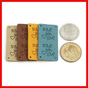 사랑 가죽 라벨로 만든 20pcs 의류에 대한 심장 수제 라벨 손으로 만든 바느질 태그 뜨개질 액세서리