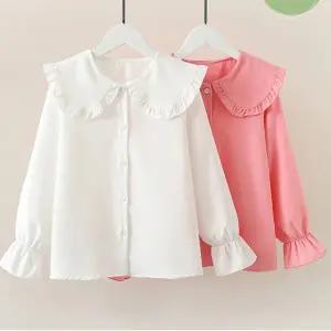 초등여아 프릴 블라우스 핑크 화이트 유아 공주 블라우스
