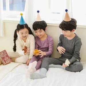 삐삐롱 25 F/W 남아 여아 키즈 무지 겨울 실내복 기모 골지 스판 9부 상하 세트