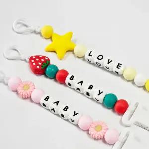 아가프라 실리콘 이니셜 쪽쪽이 클립 KC 안전검사 육아템 아기 출산선물 치발기 스트랩 홀더