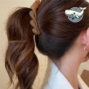 [콩심팥심]여성 머리정리 바나나 헤어핀 세련된 브라운 예쁜집게핀