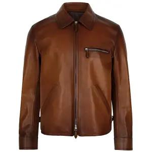 벨루티 25FW 카카오인텐소 원 주르 파티나 블루종 레더 자켓 R29LBL146002 S64