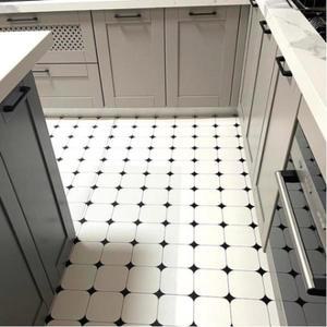 잘라쓰는 특대형 주방매트 방수 북유럽 블록 싱크대 가죽 흑백