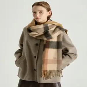 닥스 여성 25FW [Cashmere 100] 베이지 하우스체크 캐시미어 머플러 DLMU5D101I2