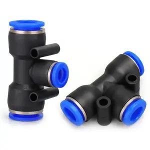PE PEG 공압 커넥터 연결 티 감속기 T자형 플라스틱 파이프 워터 호스 4mm 6mm 8mm 10mm 12mm 14mm 16mm