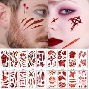 사러왕할로윈 타투스티커 분장스티커 상처 좀비55 10장세트 할로윈소품 페이스스티커 판박이 문신