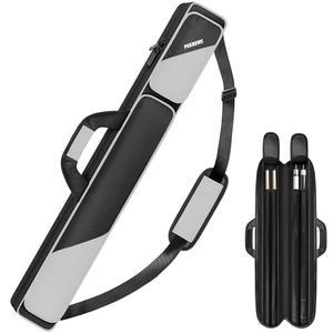 PEKRUWS 풀 큐 케이스, 스틱 케이스 2x2, 액세서리 지퍼 포켓 2개가 있는 2개, 어깨끈 손잡이가 튼튼한 폴리에스터 휴대용 가방, 남녀용 부드러운 당구 슬링백