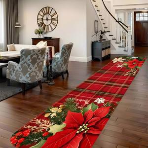 VIKAMA 크리스마스 체크무늬 가능 사용 소파 카펫 침대 가정 매트 바닥 장식 러그 주방 복도 세탁기