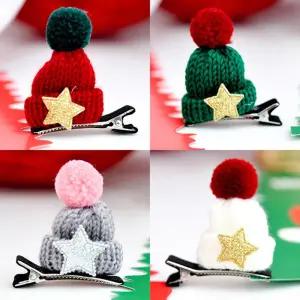 크리스마스 털모자 헤어 집게 핀 장식 머리핀 여아 유아 스러운 옆 고급 여성 삔 여자