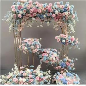 2m/2.4m 금도금 아치형 웨딩 배경 프레임 사각 스크린 꽃 스탠드 야외 파티 장식 소품 금박 선반 윈도우 디