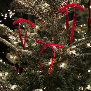 파티아일랜드 벨벳 양면 리본 오너먼트 10p 세트 레드 버건디 크리스마스 트리 장식 꾸미기