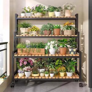 이동식 화분 진열대 선반 베란다 정리대 원목