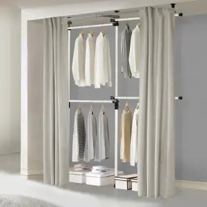 왕자 심플 4단 커튼 행거 노블리안 웜브라운 시스템 드레스룸 옷장 451NOW