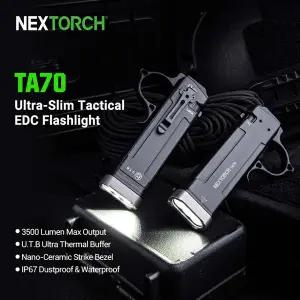 생활용품 조명 NEXTORCH TA70 EDC 손전등 충전식 평면 3500 루멘 /듀얼 스위치 LED 슬림