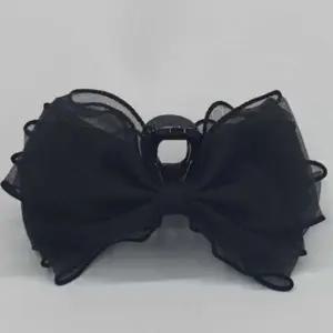 [골드스마일]헤어 장식 왕리본 집게핀 블랙 스타일리시 머리핀 대형 고정핀