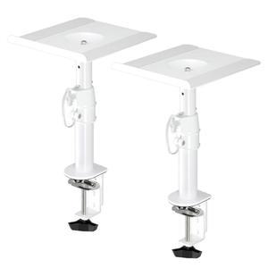[미국배송] SUPTEK 클램프 온 스피커 스탠드 책상 마운트 세트 높이 조절 기울기 회전 9.6 X 8.8 인치 트레이 컴퓨터 및 책장 스피커용 범용 오디오 홀더 고음 2 팩 흰색 SDM001W