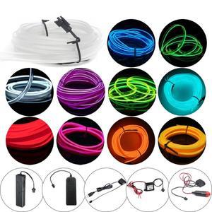 1M 2M 3M 5M EL 와이어 LED 네온 라이트 3V 5V 12V 로프 튜브 스트립 (인버터 포함) 자동차 파티 자전거 장