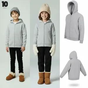 [백화점 출고] 탑텐 키즈 패딩 남아 여아 베이직 보아 본딩 후드 집업 멜란지 그레이 숏 자켓 점퍼