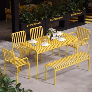 노란 야외 테이블 카페 식탁 의자 레스토랑 매장
