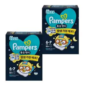 팸퍼스 통잠팬티 기저귀 6단계 22매 2팩 총 44매
