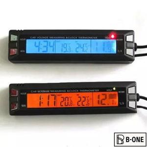 12V 24V 자동차 온도계 LCD 디지털 실내 실외 차량 전압 모니터 시계 측정기 케이블 센서