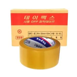 서통 테이팩스 OPP 박스테이프 투명 50mm x 50M 50개 (1박스)