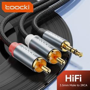 Toocki RCA 케이블 HiFi 스테레오 3.5mm 잭-2 오디오 분배기 앰프 홈 시어터